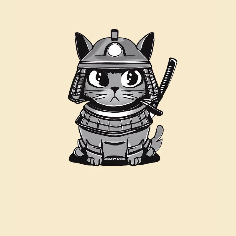 Cat Cat Samurai Japon Katana Épée
