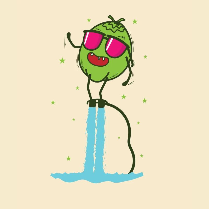 Coconut during flyboarding fruit palm tree