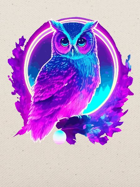 Eule Neon Moon Synthwave