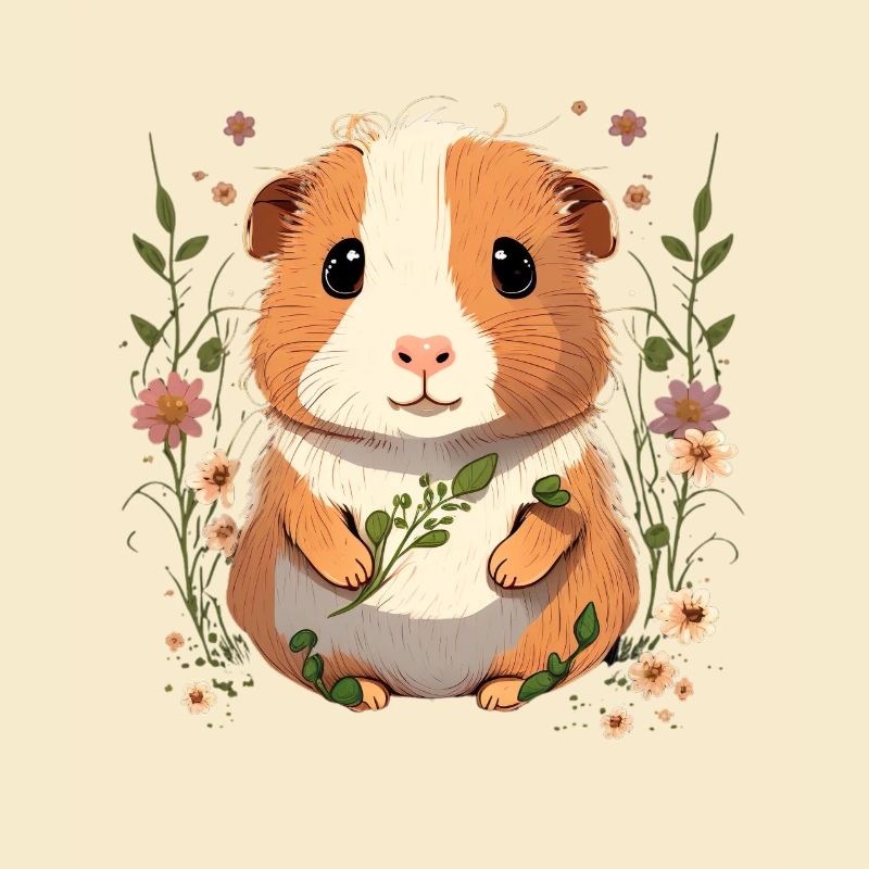 Meerschweinchen mit Blumen