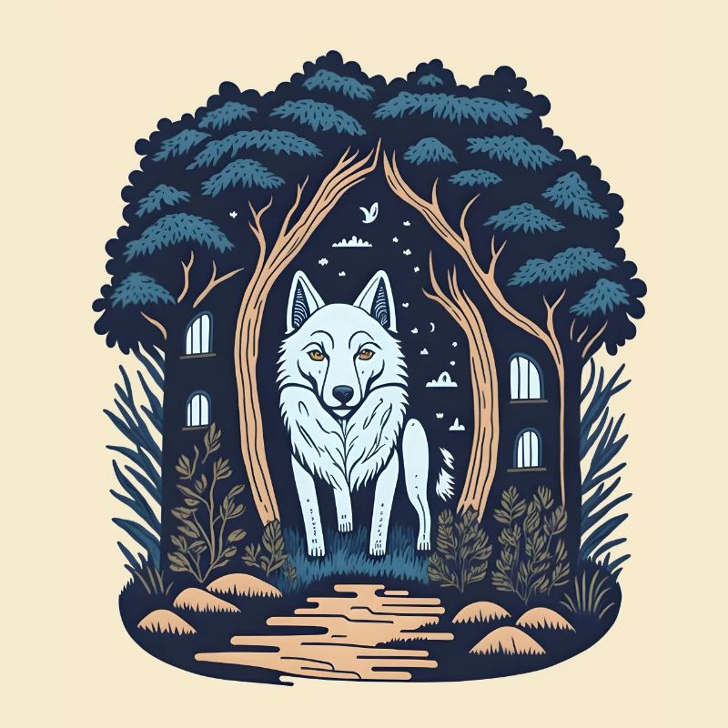 Forest Cottage Cottagecore Wolf