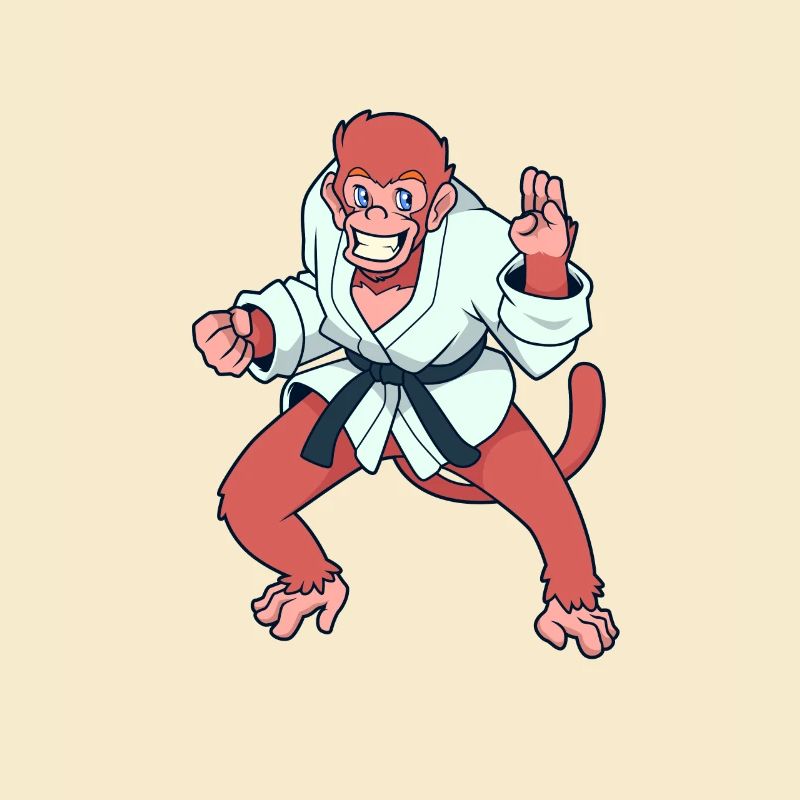 Comic monkey makes karate