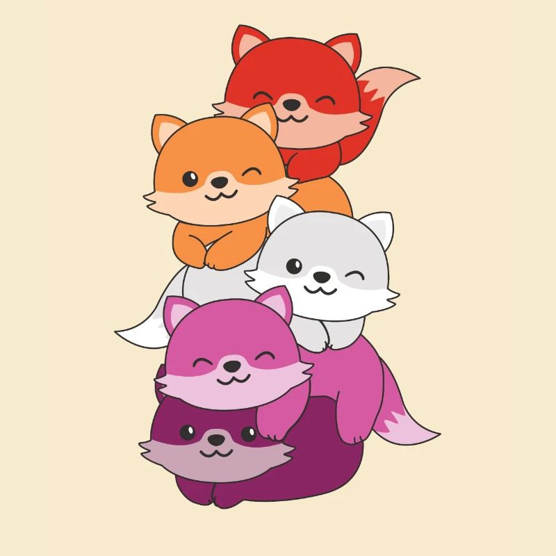 Lesbian Flag Pride LGBTQ Mignon Fox Stack