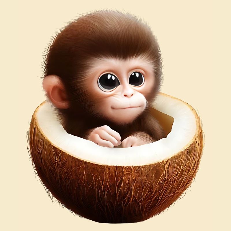 Singe dans une noix de