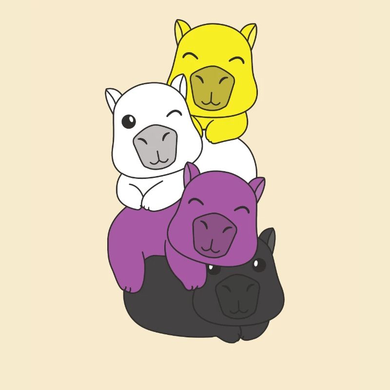 Nonbinary Flag Pride LGBTQ Cute Capybara Stack