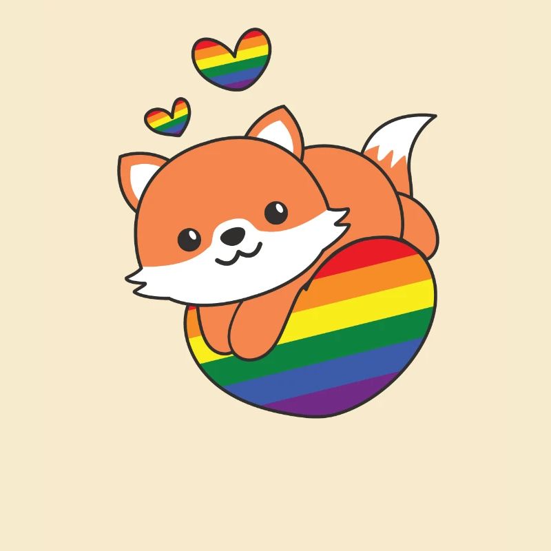Rainbow Flag Pride LGBTQ Cute Fox Love