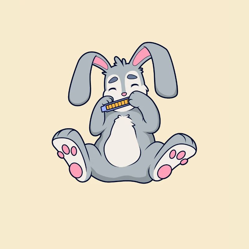 Le lapin joue de l’harmonica