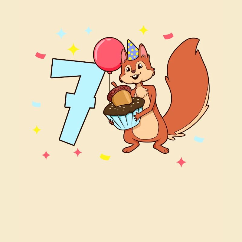 Mit Eichhörnchen - Kinder Geburtstag 7 Jahre