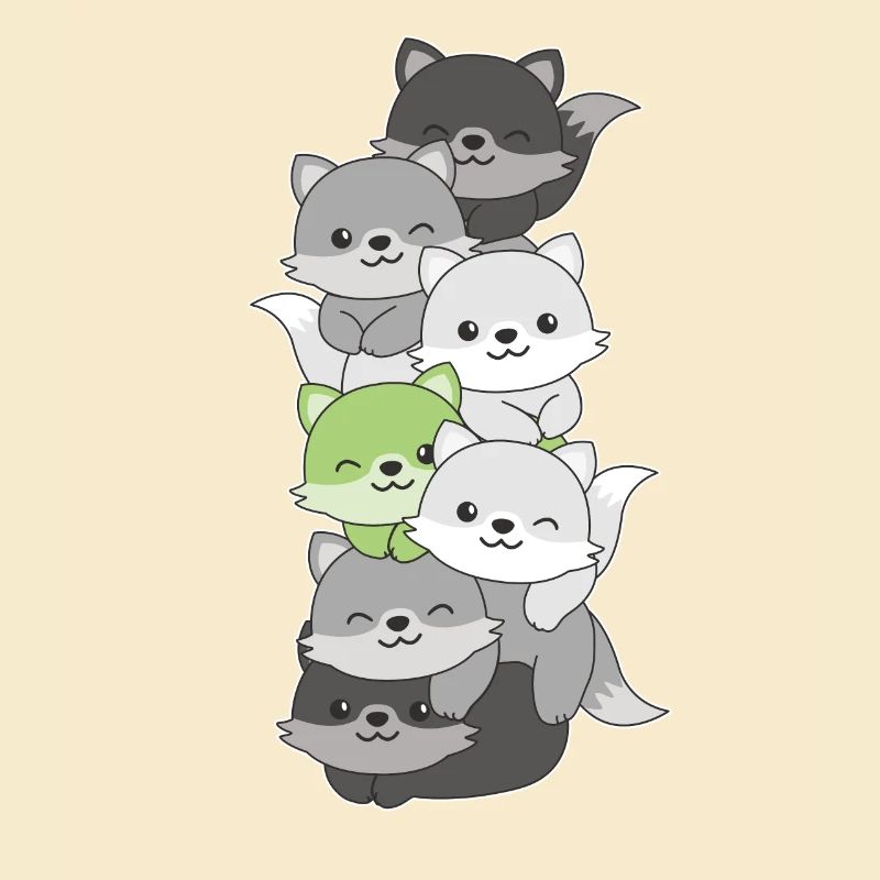 Agender Flag Pride LGBTQ Cute Fox Stack