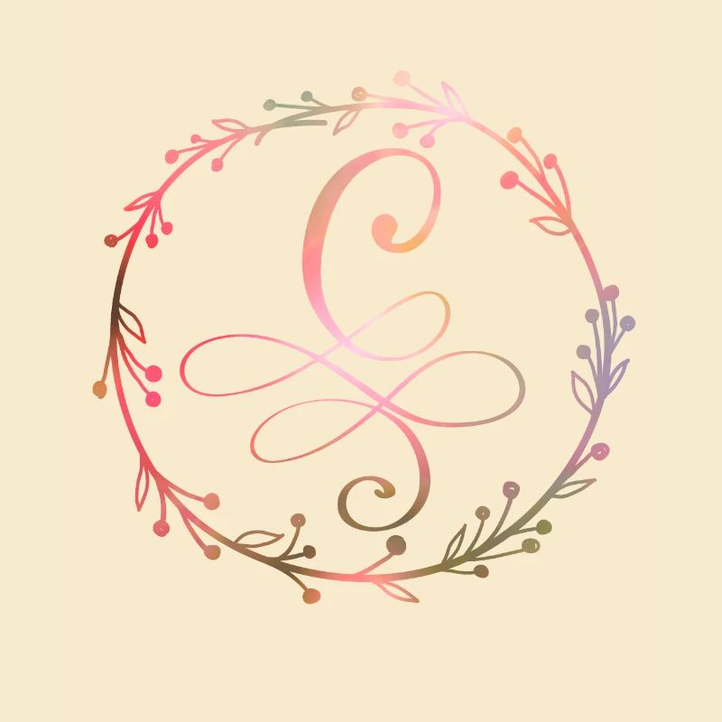 Monogramm, Buchstabe C, Kalligrafie Ornament