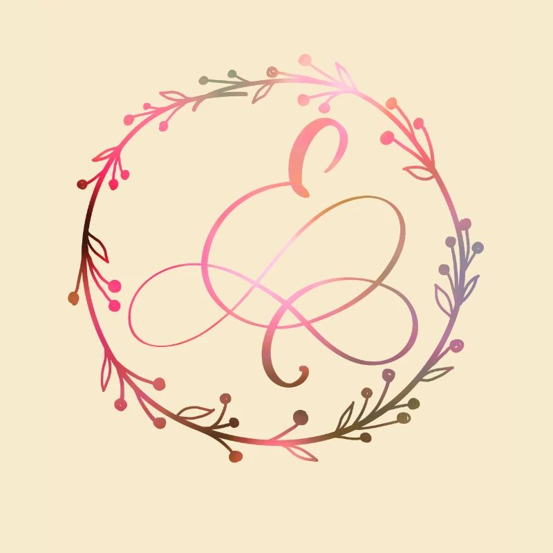 Monogramm, Buchstabe E, Kalligrafie Ornament