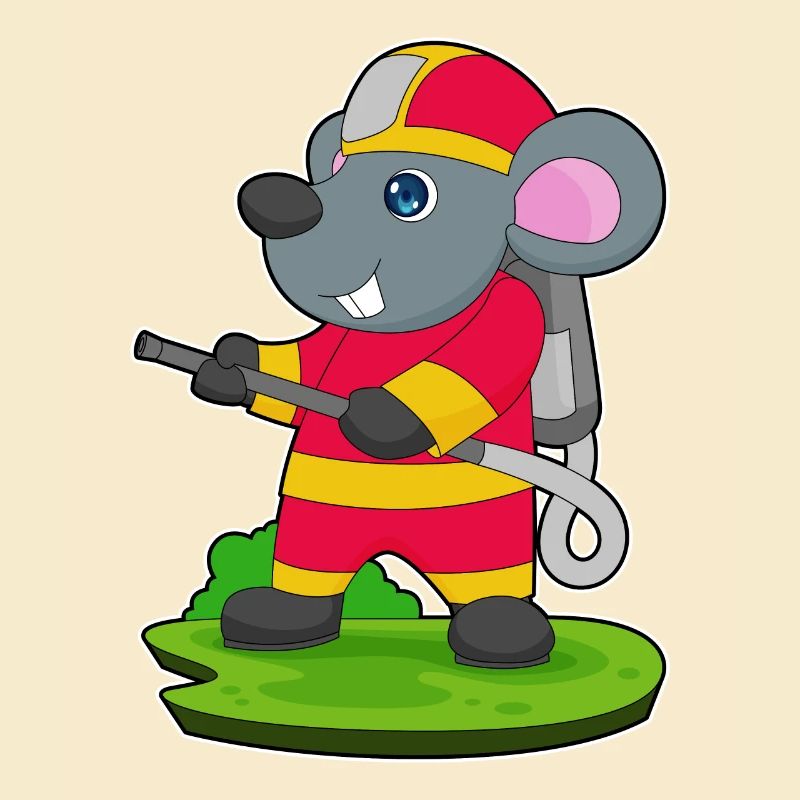 Mouse Firefighter Fire Hose Fire Hose Fire Brigade