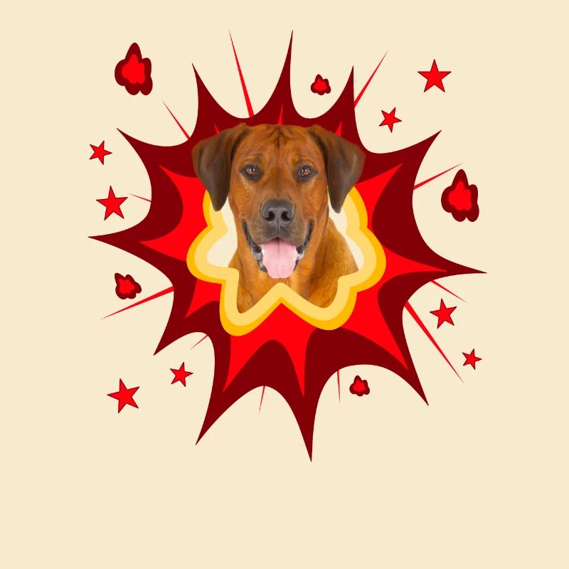 Conception de chien de bande dessinée - Pow - Rhodesian Ridgeback