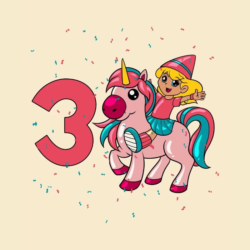 Mit Einhorn - Mädchen Geburtstag 3 Jahre