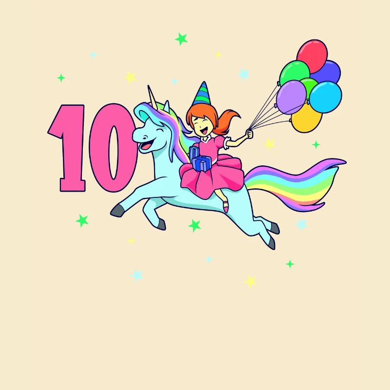 Mit Einhorn - Mädchen Geburtstag 10 Jahre