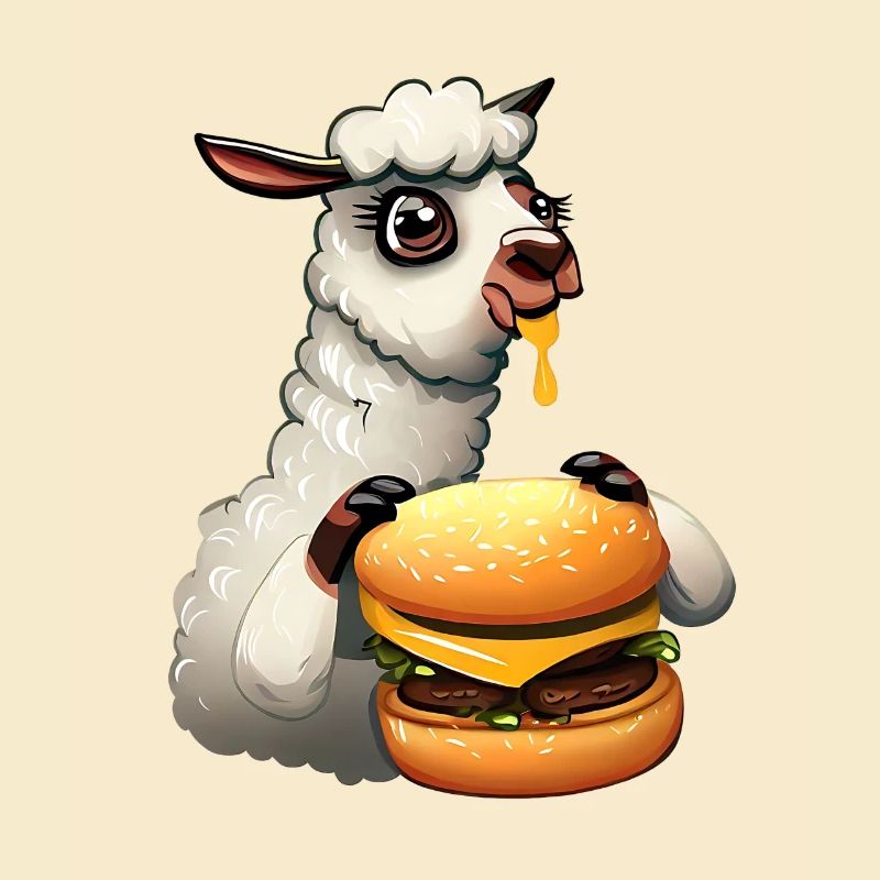 Cheeseburger essendes Lama