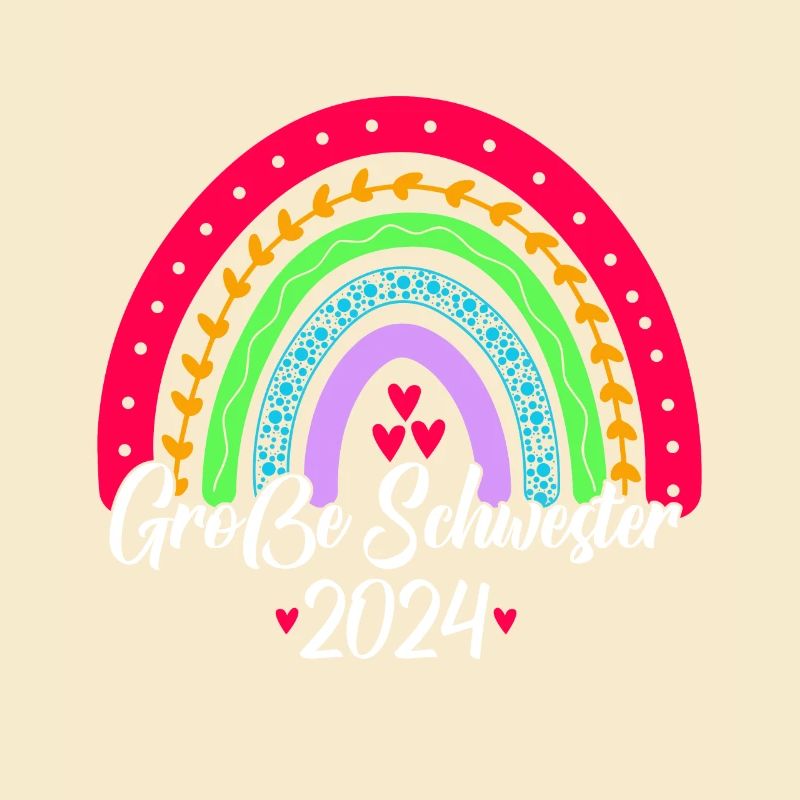 Große Schwester 2024 Boho Regenbogen Design