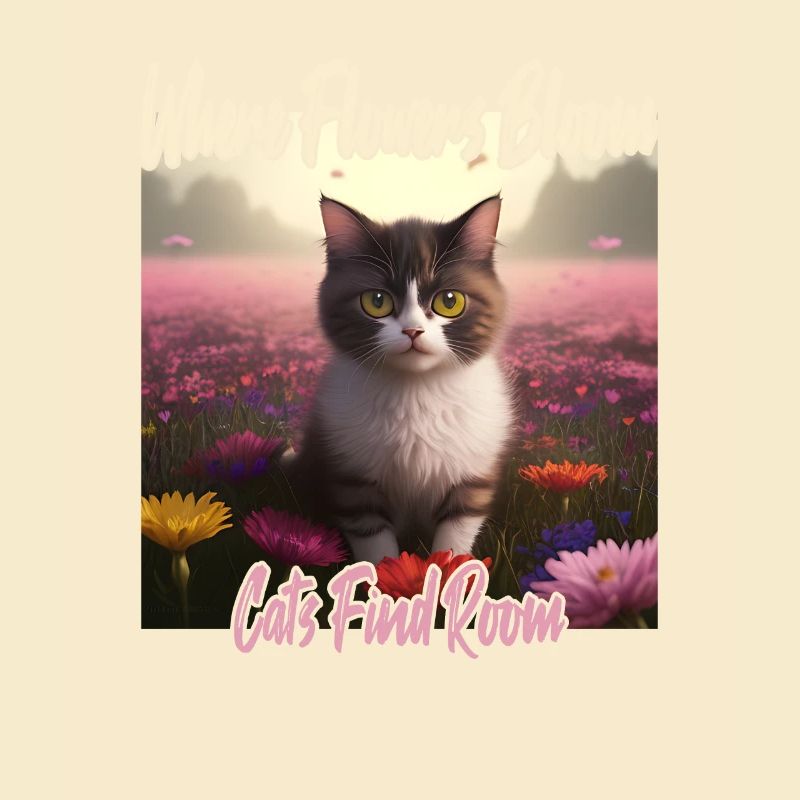 Chat dans la mer de fleurs