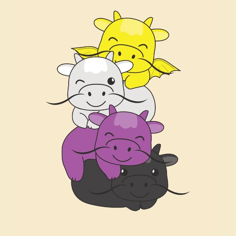 Nonbinary Flag Pride LGBTQ Cute Dragon Stack