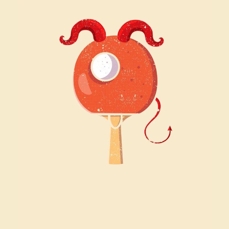 Ping Pong Devil Paddle Red Horns Funny