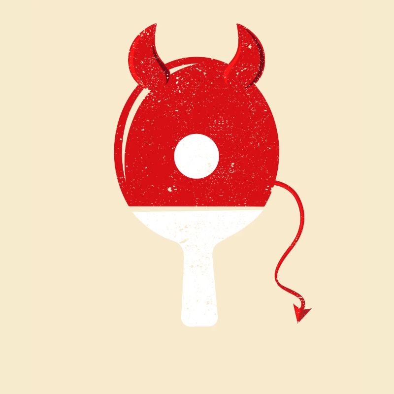 Ping Pong Devil Paddle Red Horns Funny