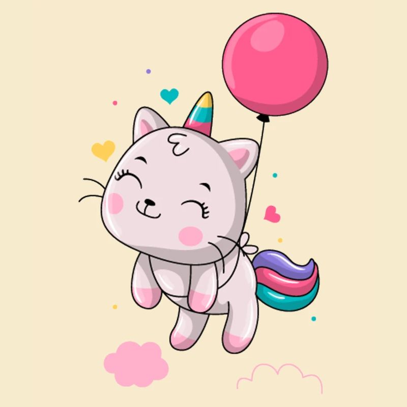 Einhorn schwebt mit Ballon