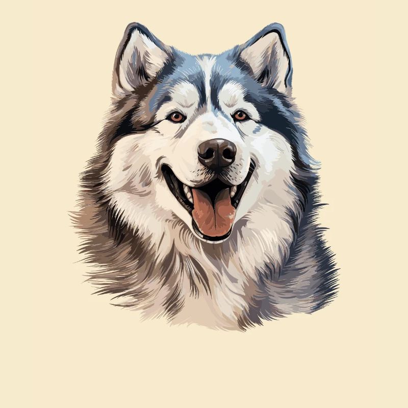 Chien Malamute d’Alaska peint