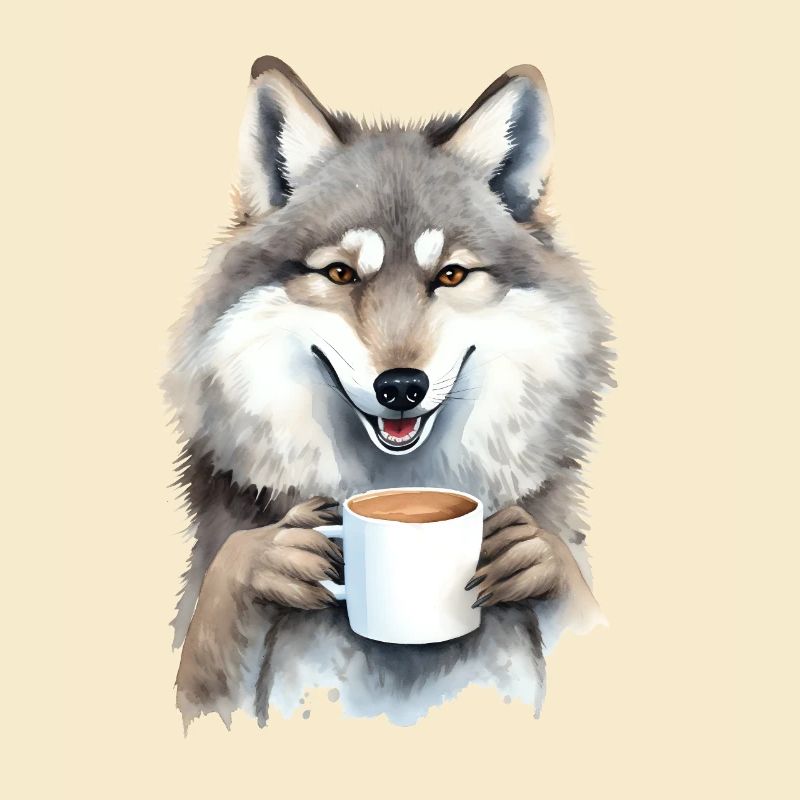 Wolf avec style aquarelle café
