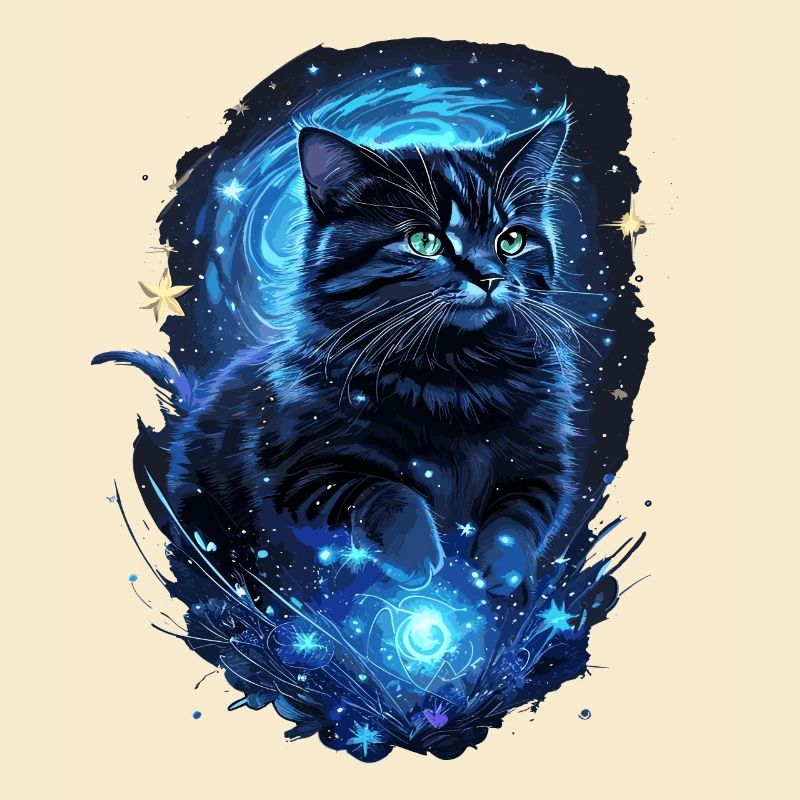 Kosmische Katzen Kunst Schwarze Katze