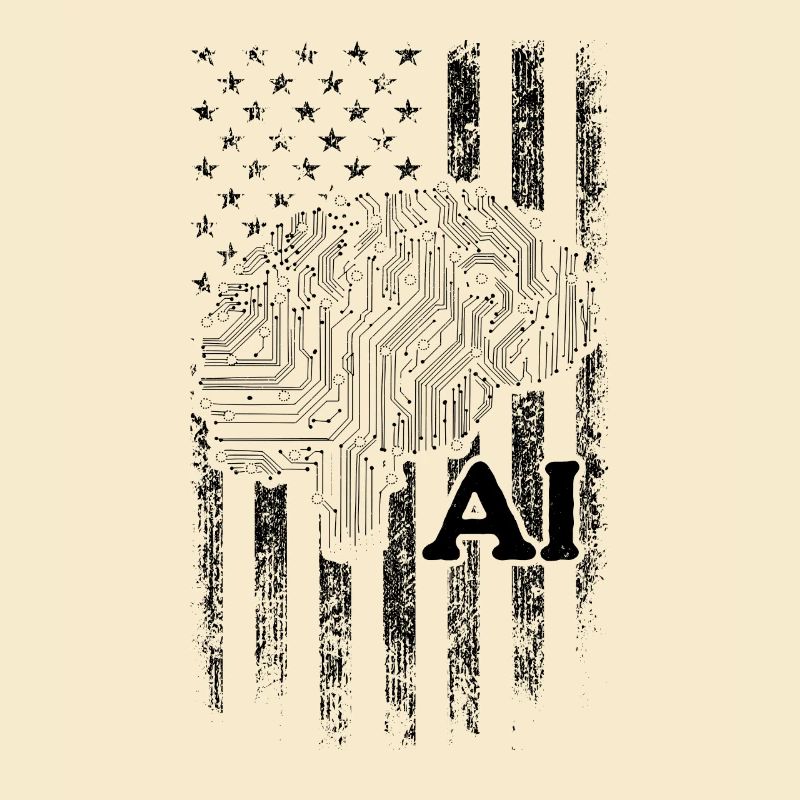 AI US Flag Artificial Intelligence Technology