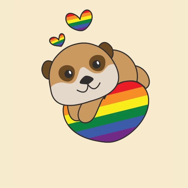Rainbow Flag Pride LGBTQ Mignon Suricate Love