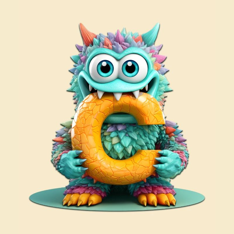 Bunter Monster mit Buchstabe C