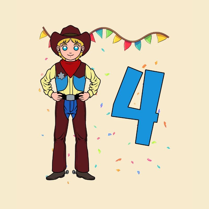 Mit Cowboy - Jungs Geburtstag 4 Jahre