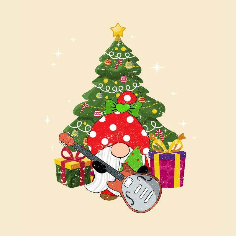 Bass Guitar Player Gnome Funny Christmas Tree