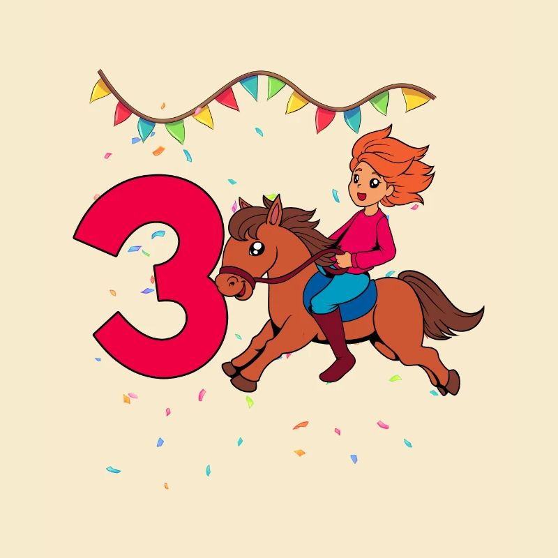Mit Pferd - Mädchen Geburtstag 3 Jahre