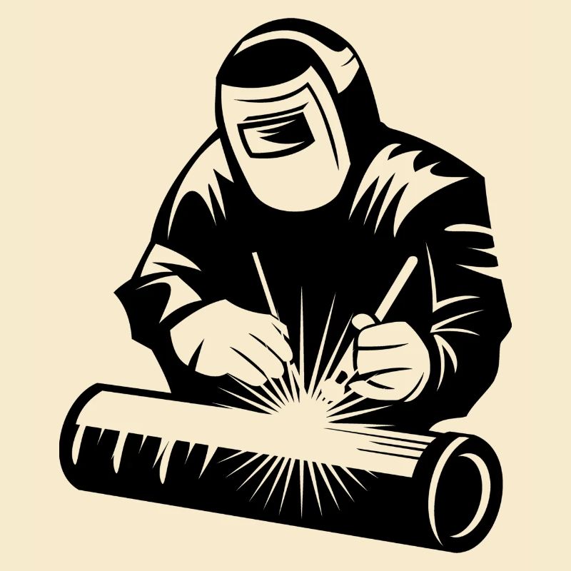Welder silhouette during arc welding