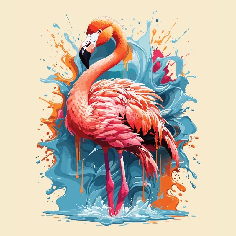 Flamingo Graffiti Water Splash