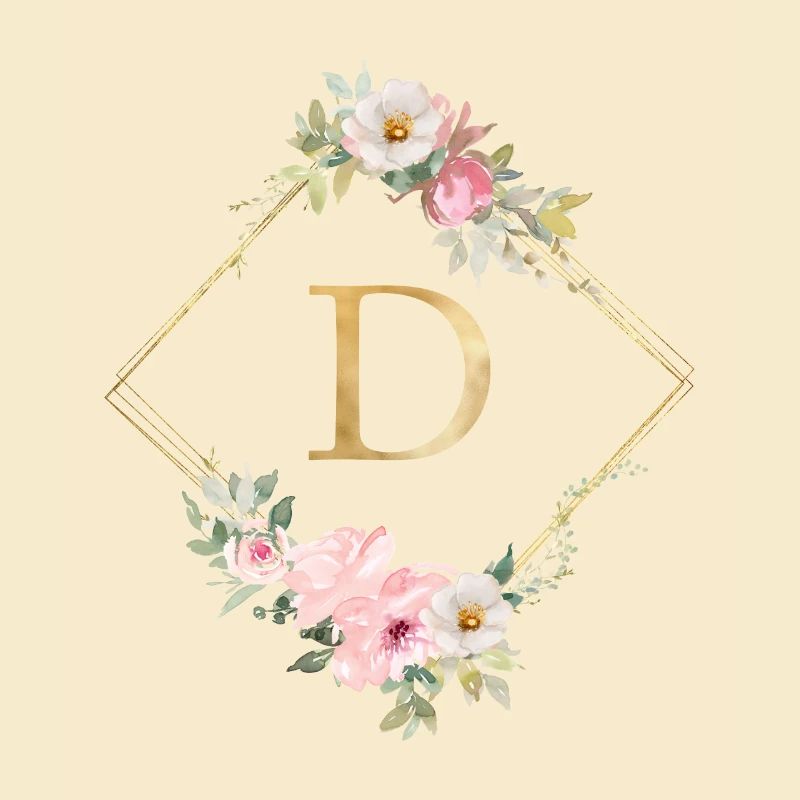 Customizable Monogram D Pastel Floral