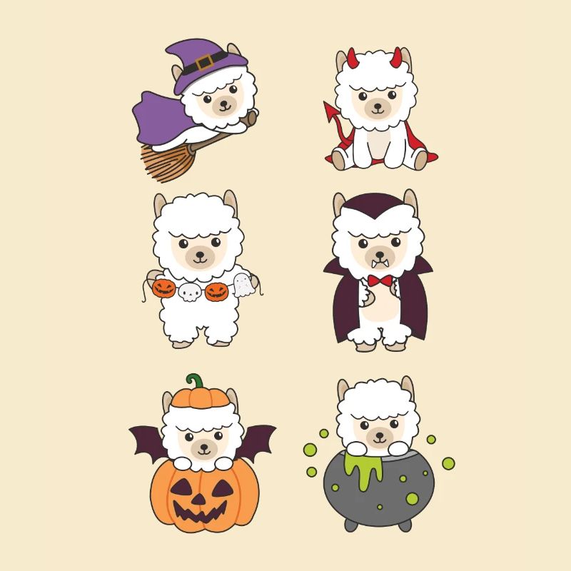 Alpaca Halloween Devil Pumpkin Vampire Costume