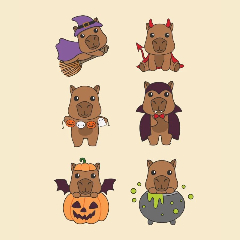 Capybara Halloween Devil Pumpkin Vampire Costume