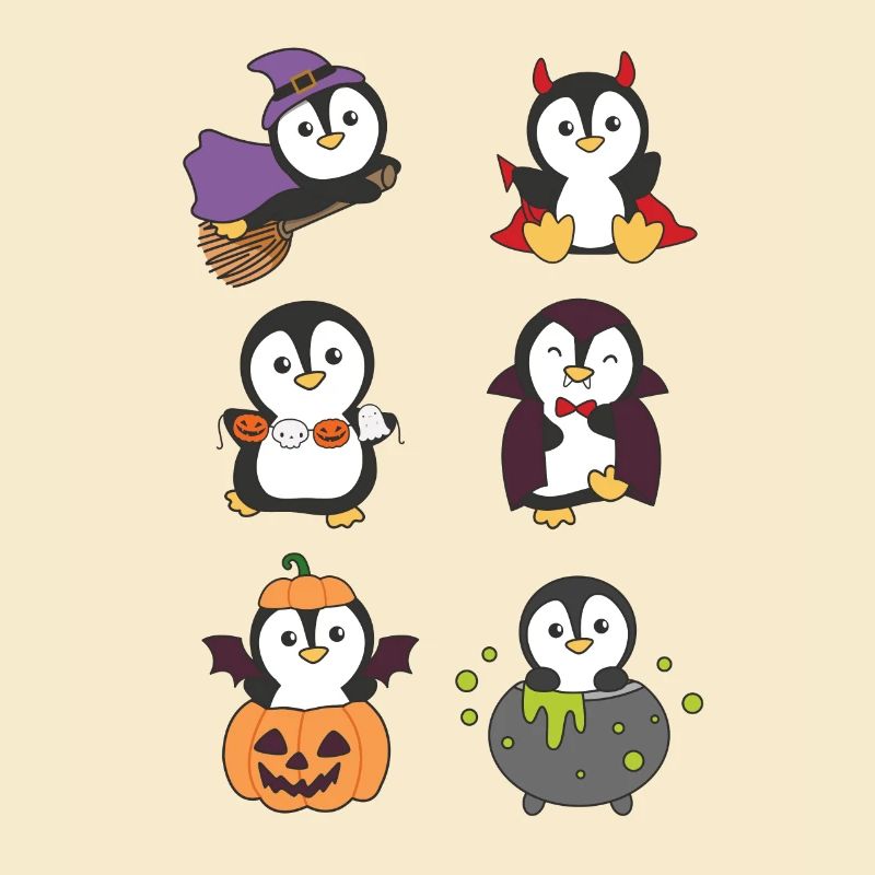 Pingouin Halloween Devil Pumpkin Vampire Costume