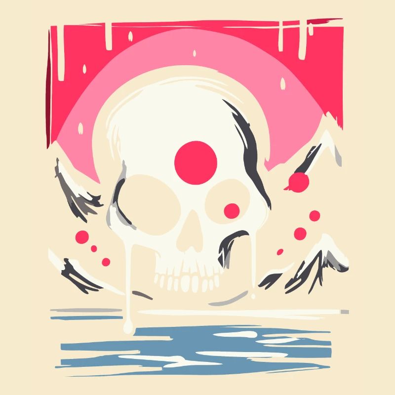 Japan's Red Sun: Pink Drops Skull