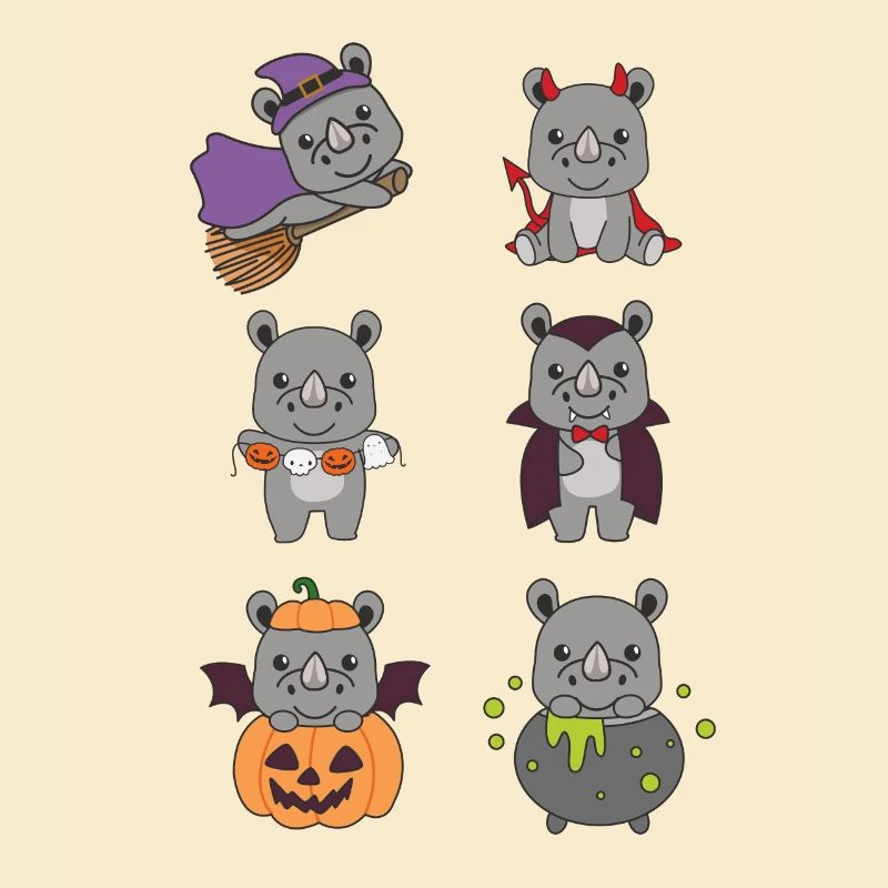 Rhinocéros Halloween Devil Pumpkin Vampire Costume