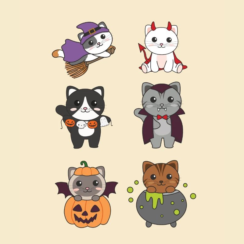 Chat Halloween Devil Pumpkin Vampire Costume