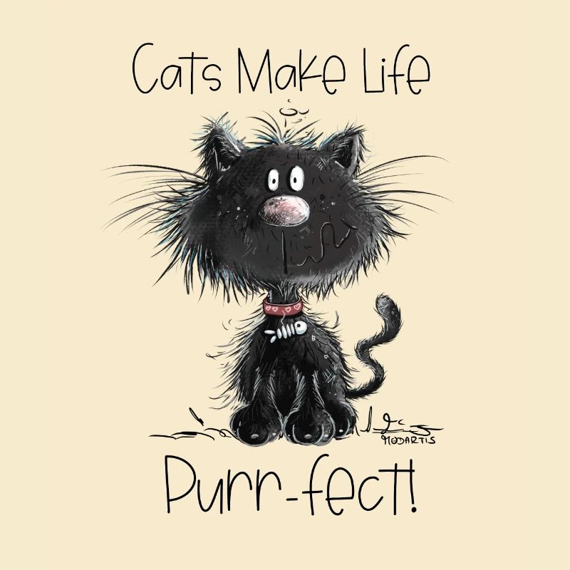 Drollige Schwarze Katze Mit Katzen Spruch
