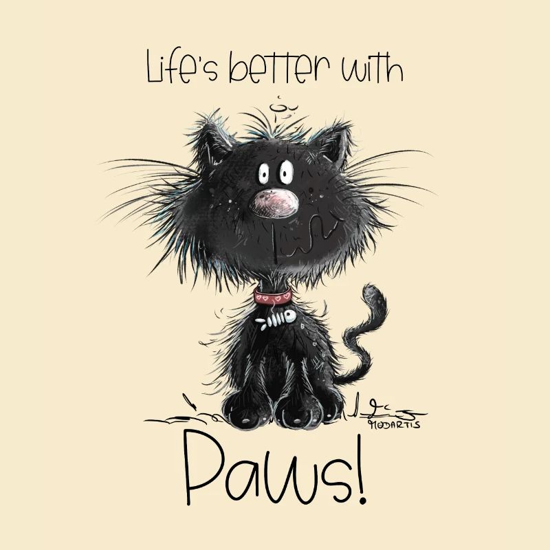 Drollige Schwarze Katze Mit Katzen Spruch