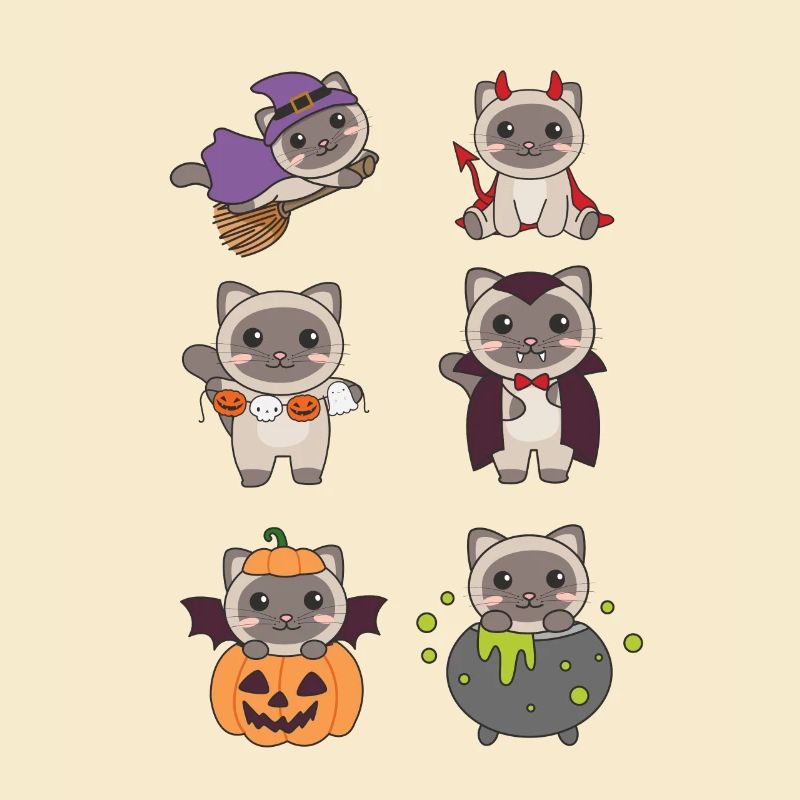 Siamese Cat Halloween Devil Pumpkin Vampire Costume