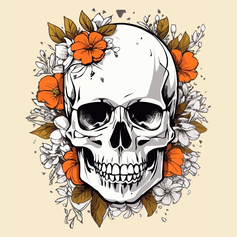 Crâne avec des fleurs