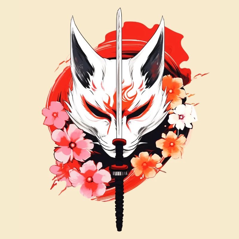 Kitsune Fox Mask Kumiho Samurai Japan Anime
