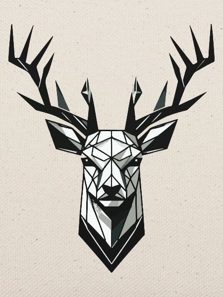 Geometrischer Hirsch mit Geweih